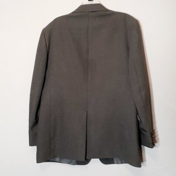 Men's HAGGAR Gray Blazer, Sports Jacket with Gold, Crest Buttons; Size 46 - Picture 2 of 7